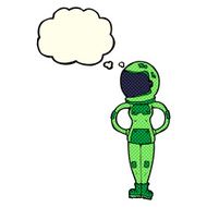 cartoon female astronaut with thought bubble N13