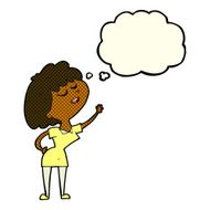 cartoon happy woman about to speak with thought bubble N6