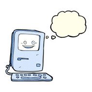 cartoon old computer with thought bubble N9