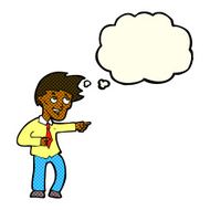 cartoon funny office man pointing with thought bubble N6