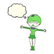 cartoon vampire girl with thought bubble N112