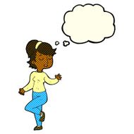cartoon dancing woman with thought bubble N28