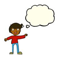 cartoon excited boy with thought bubble N75