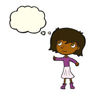 cartoon happy girl with thought bubble N45