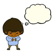 cartoon shy boy with thought bubble N10
