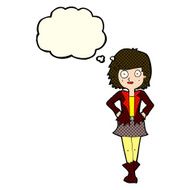 cartoon girl in jacket with thought bubble N5