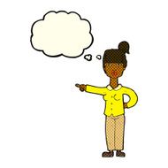 cartoon woman pointing with thought bubble N103