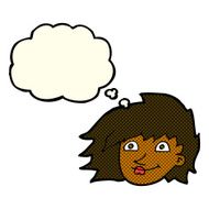 cartoon female face with thought bubble N67