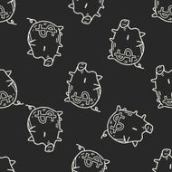 doodle pig money bank seamless pattern background N4