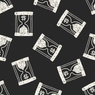 money hourglass doodle seamless pattern background N2