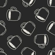 coffee doodle drawing seamless pattern background N8