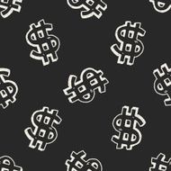 doodle dollar seamless pattern background