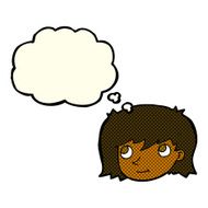 cartoon female face with thought bubble N68