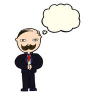 cartoon old man with mustache thought bubble N14