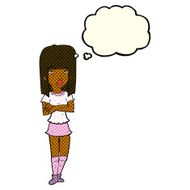 cartoon girl with crossed arms thought bubble N6