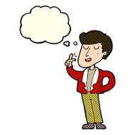 cartoon cool guy snapping fingers with thought bubble N5