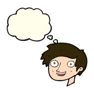 cartoon happy boy face with thought bubble N21