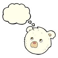 cartoon polar bear face with thought bubble N11