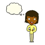 cartoon happy woman with thought bubble N126