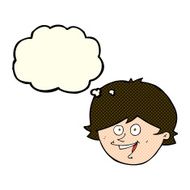 cartoon happy boy face with thought bubble N22