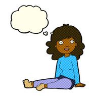 cartoon happy woman with thought bubble N127