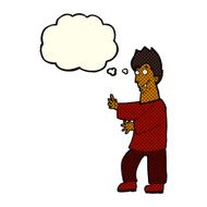 cartoon vampire waving hands with thought bubble N6