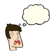 cartoon shocked man with thought bubble N53