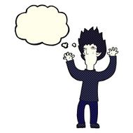 cartoon vampire with thought bubble N61