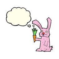 cartoon rabbit with carrot thought bubble N6