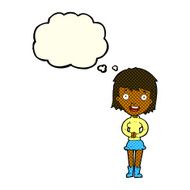 cartoon excited woman with thought bubble N67