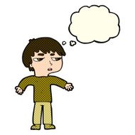 cartoon annoyed boy with thought bubble N20