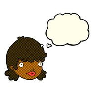 cartoon staring girl with thought bubble N6