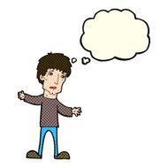 cartoon worried man with thought bubble N46