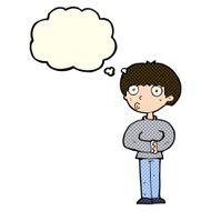 cartoon curious man with thought bubble N32