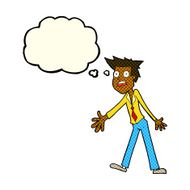 cartoon stressed man with thought bubble N32