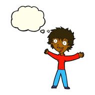 cartoon excited woman with thought bubble N68