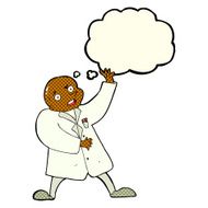 cartoon mad scientist with thought bubble N6