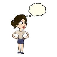 cartoon woman with hands on hips thought bubble N106