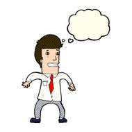 cartoon nervous businessman with thought bubble N3