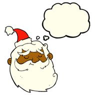 cartoon santa claus face with thought bubble N5