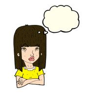 cartoon girl with folded arms thought bubble N5
