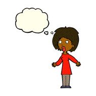 cartoon surprised woman with thought bubble N118