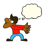 cartoon annoyed man gesturing with thought bubble N6
