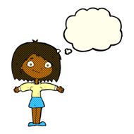 cartoon happy girl with thought bubble N46