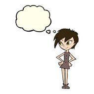cartoon girl with hands on hips thought bubble N9