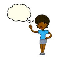 cartoon woman waving with thought bubble N170