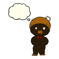 cartoon little black bear with thought bubble N5