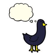 cartoon bird with thought bubble N129
