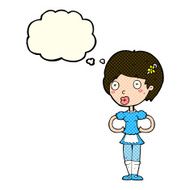 cartoon woman in french maid outfit with thought bubble N5