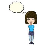 cartoon serious girl with thought bubble N5